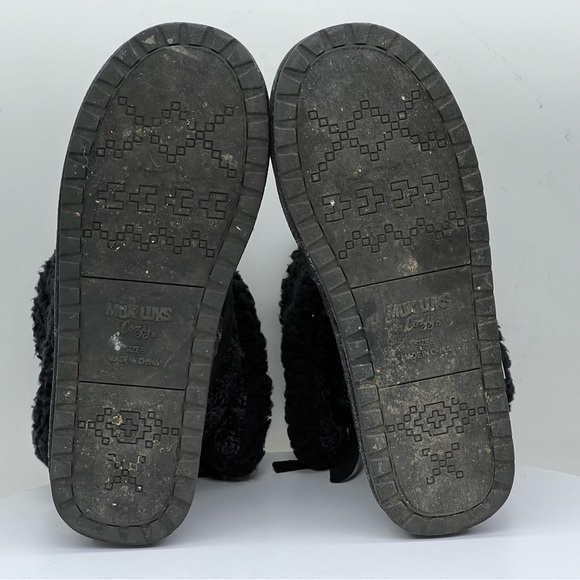 Muk Luks Cozy Boots Black Fleece Snow Winter Outdoor Hiking Boho Hippie Warm - Picture 14 of 15